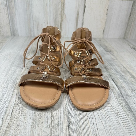 Dolce Vita Girls Curse Gladiator Sandals Lace Up Faux Leather Rose Gold #1012 - Picture 7 of 13